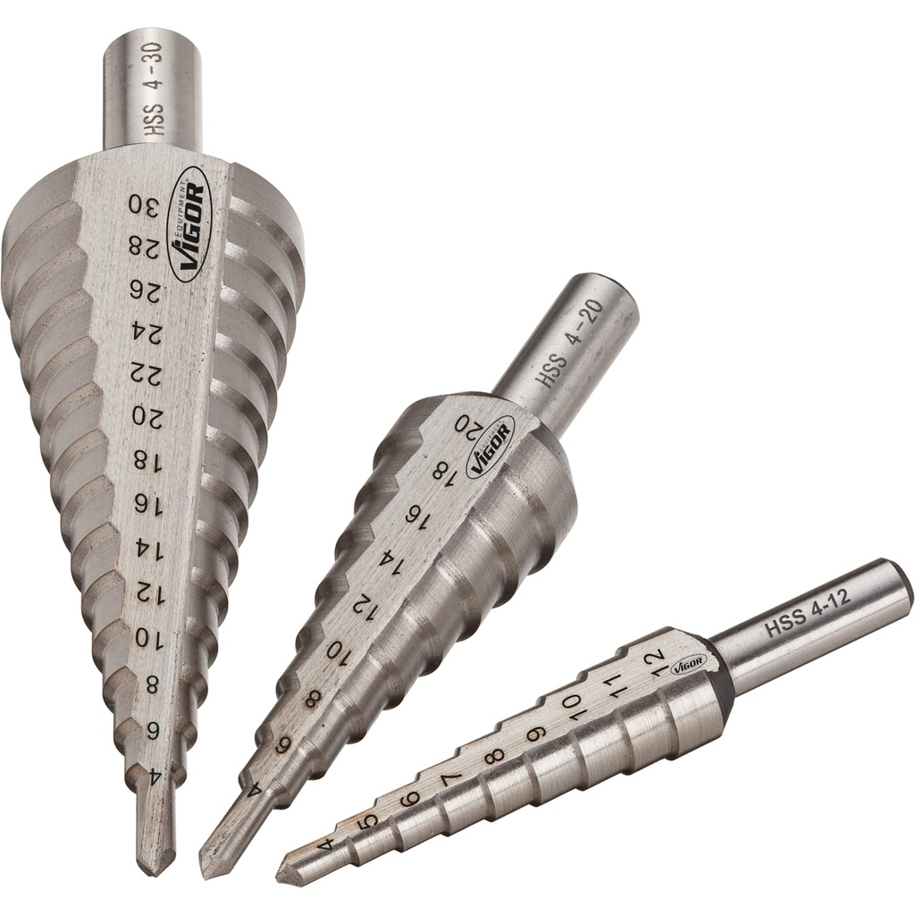 HSS step drill set ∙ 3 pieces (V1707, VIGOR)