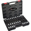Internal spline (XZN) screwdriver socket set, 1/2 inch, M5–M16, 26 pieces (V1918, VIGOR)