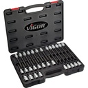 Screwdriver socket set for inside hexagon screws - size 5-19 mm - 30 pieces (V1919, VIGOR)