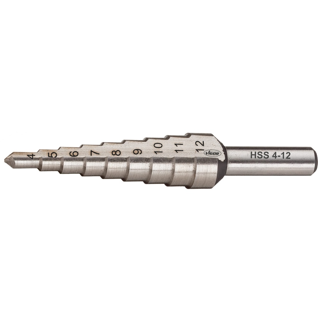HSS step drill ∙ 4 – 12 mm (V2394, VIGOR)