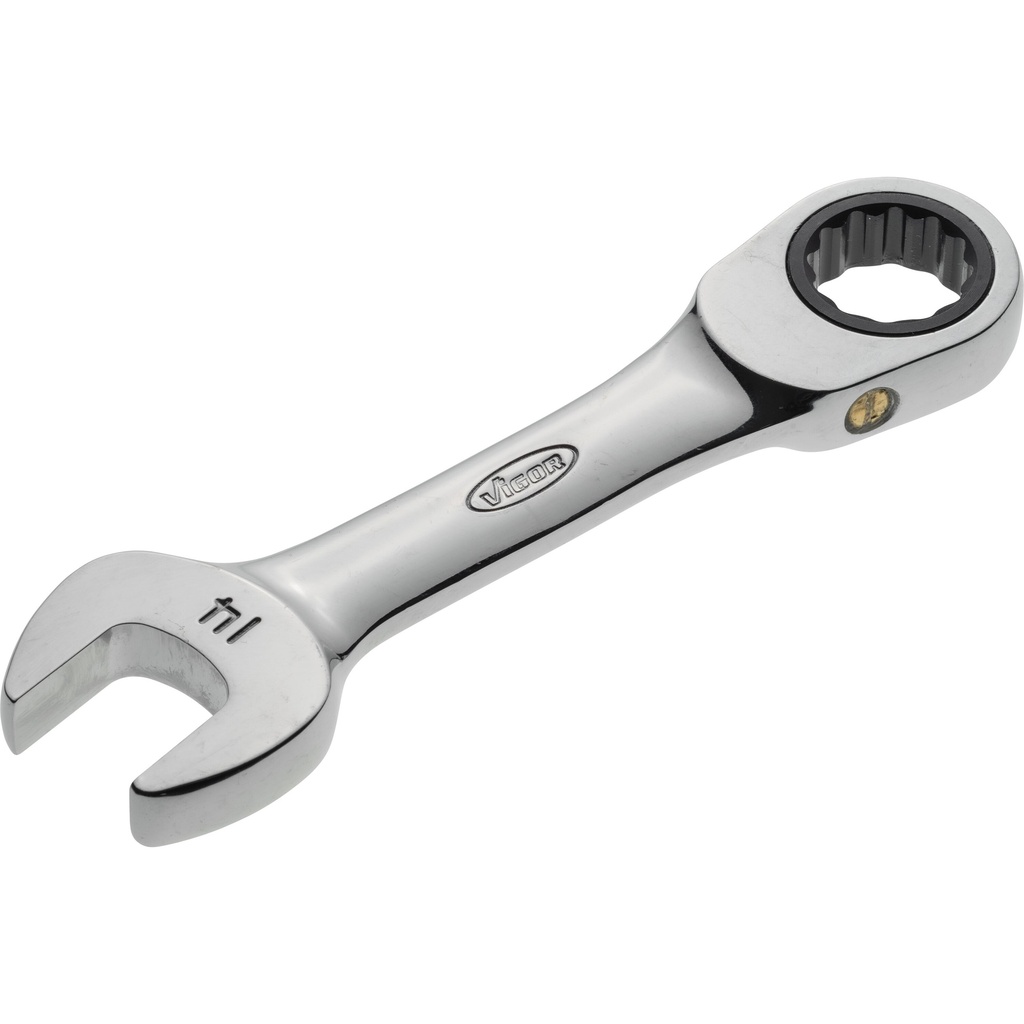 Ratcheting combination wrench, short, size 14 mm (V2828, VIGOR)