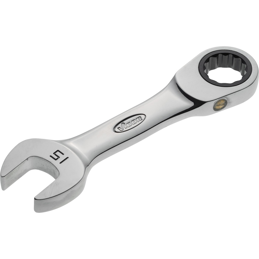 Ratcheting combination wrench ∙ short ∙ size 15 mm (V2829, VIGOR)