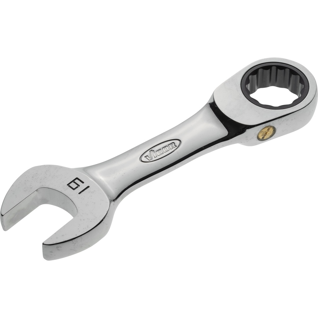 Ratcheting combination wrench, short, size 19 mm (V2833, VIGOR)
