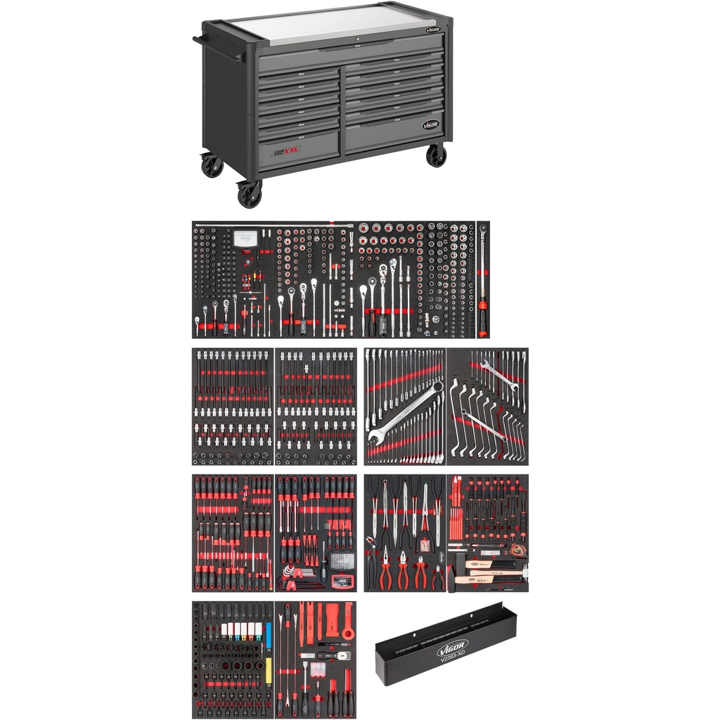 Instrumentu ratiņi ar instrumentiem, XXL sērija, 929 gab. (V4481-XXL/929, VIGOR)