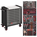 Tool trolley Series XL, stainless steel worktop, with assortment, 416 pieces (V4481/416, VIGOR)