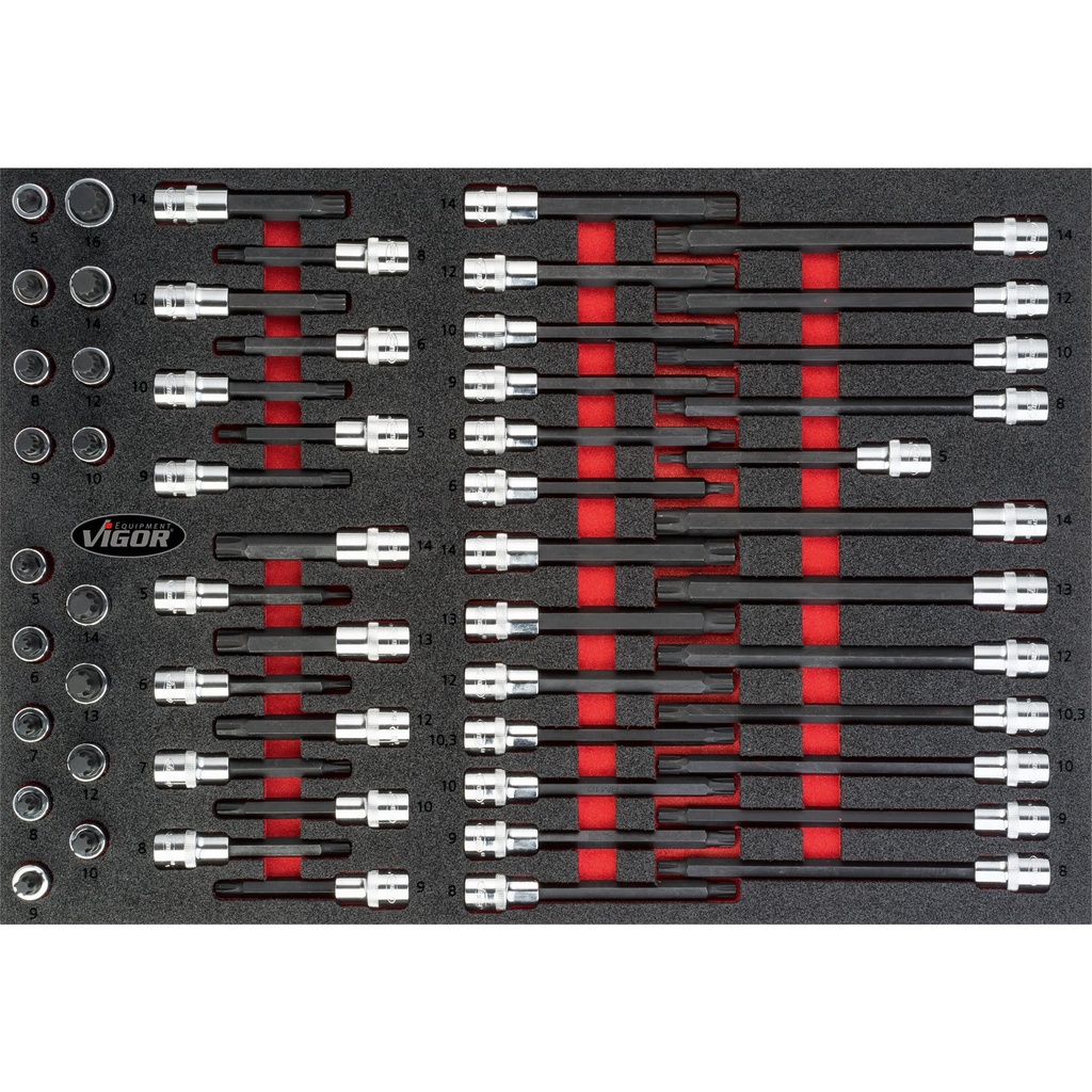 Screwdriver socket set, 1/2 inch (V4729, VIGOR)