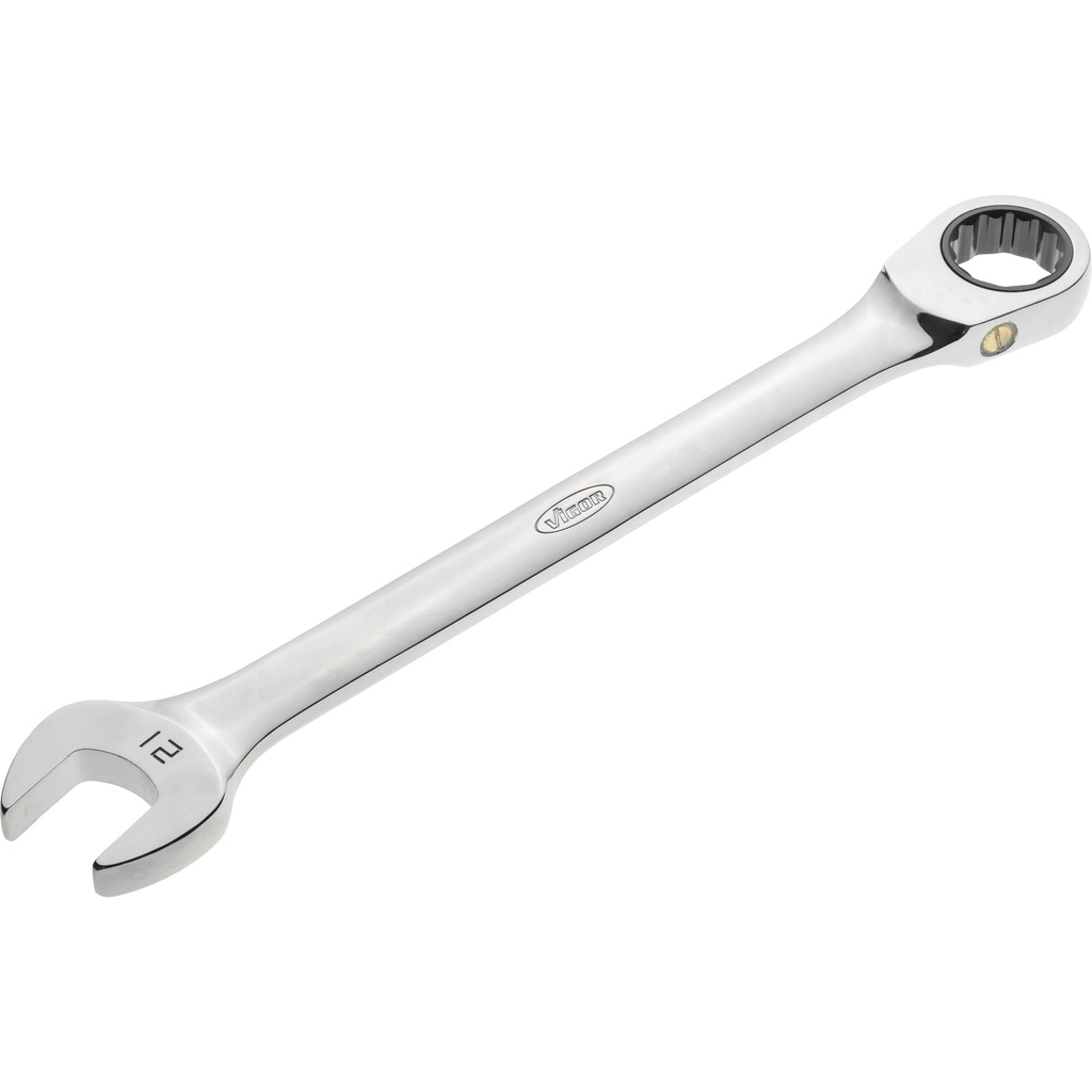 Kombinētā uzgriežņu atslēga ar sprūdratu, gara, izmērs 21 mm (V4961, VIGOR)