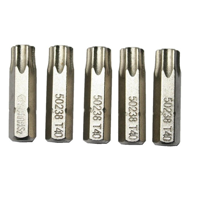 ⬡ 1/4" (6.3 mm) galvutė su TORX antgaliais, 5 vnt. T40 x 25 mm (S59238, SATA)