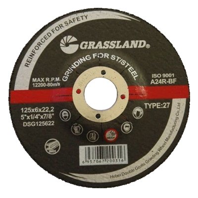 ⬡ Slīpripa nerūsējošam tēraudam 125 x 6,0 x 22,2 mm, T27 (DSG1256022, GRASSLAND)