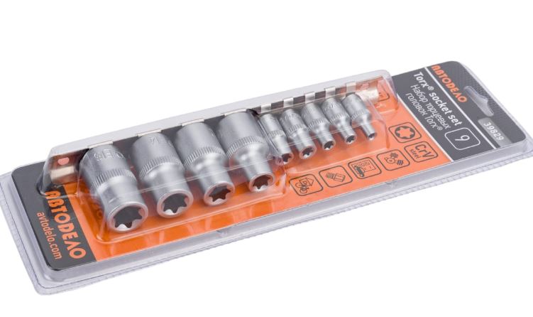 [39829] [39829] Galvučių rinkinys TORX  1/4...E4, E5, E6, E7, E8 ; TORX  1/2 ..E10, E12, E14, E16  AVTODELO (39829)