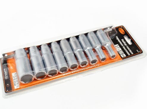 [39836] [39836] Galvučių rinkinys 9vnt.Ilgos (1/2",6-kamės, 8,10,12,13,14,15,17,19,22mm) AVTODELO 39836