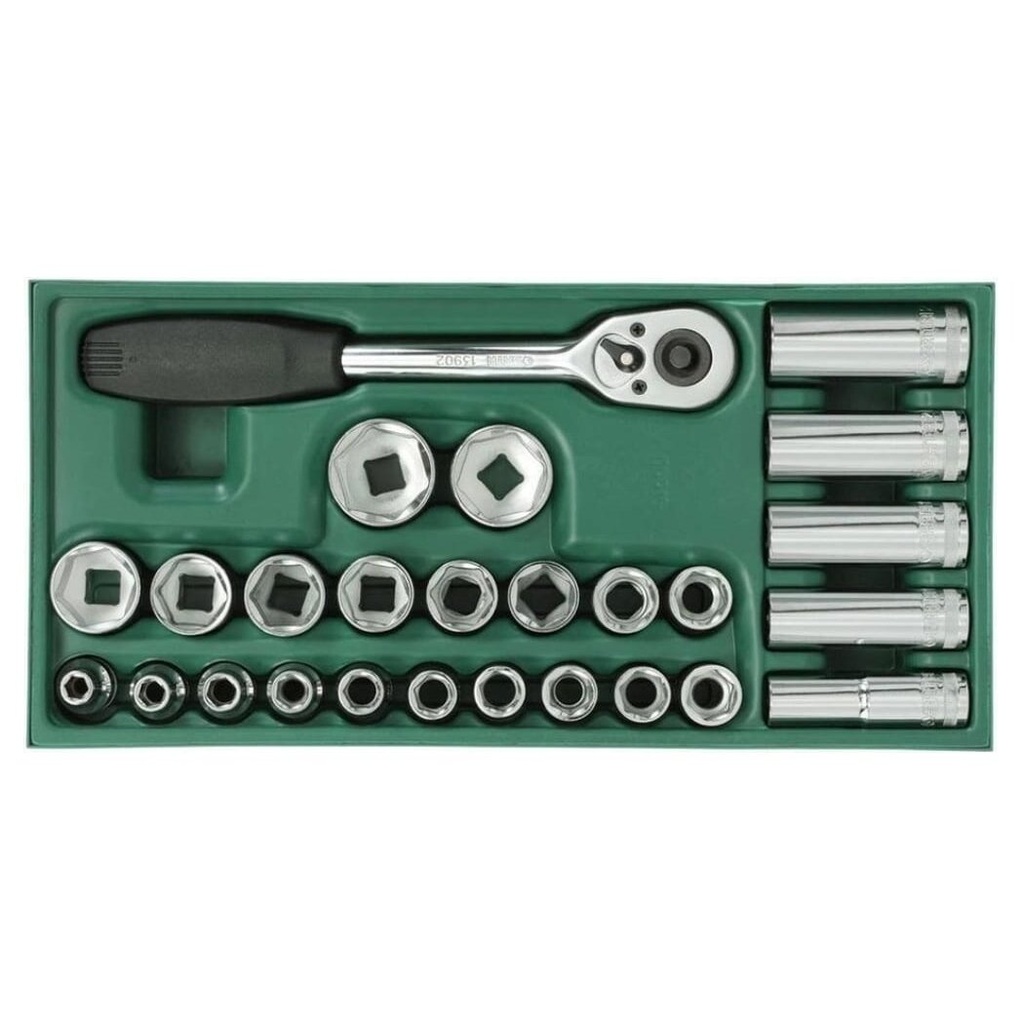 ⬡ Tray. Socket set  1/2" Dr. 26pcs. (S09915, SATA)