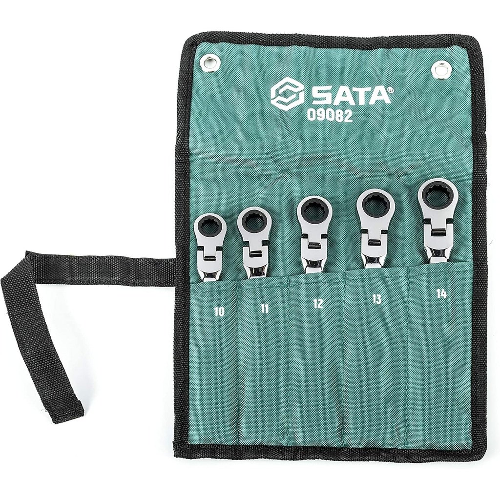 ⬡ Flex head ratcheting wrench set 5 pcs (10-14 mm) (S09082, SATA)
