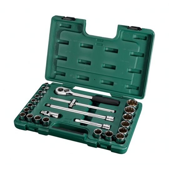 ⬡ Galvučių rinkinys 1/2" 12-briaunis 24 vnt. (S09060, SATA)