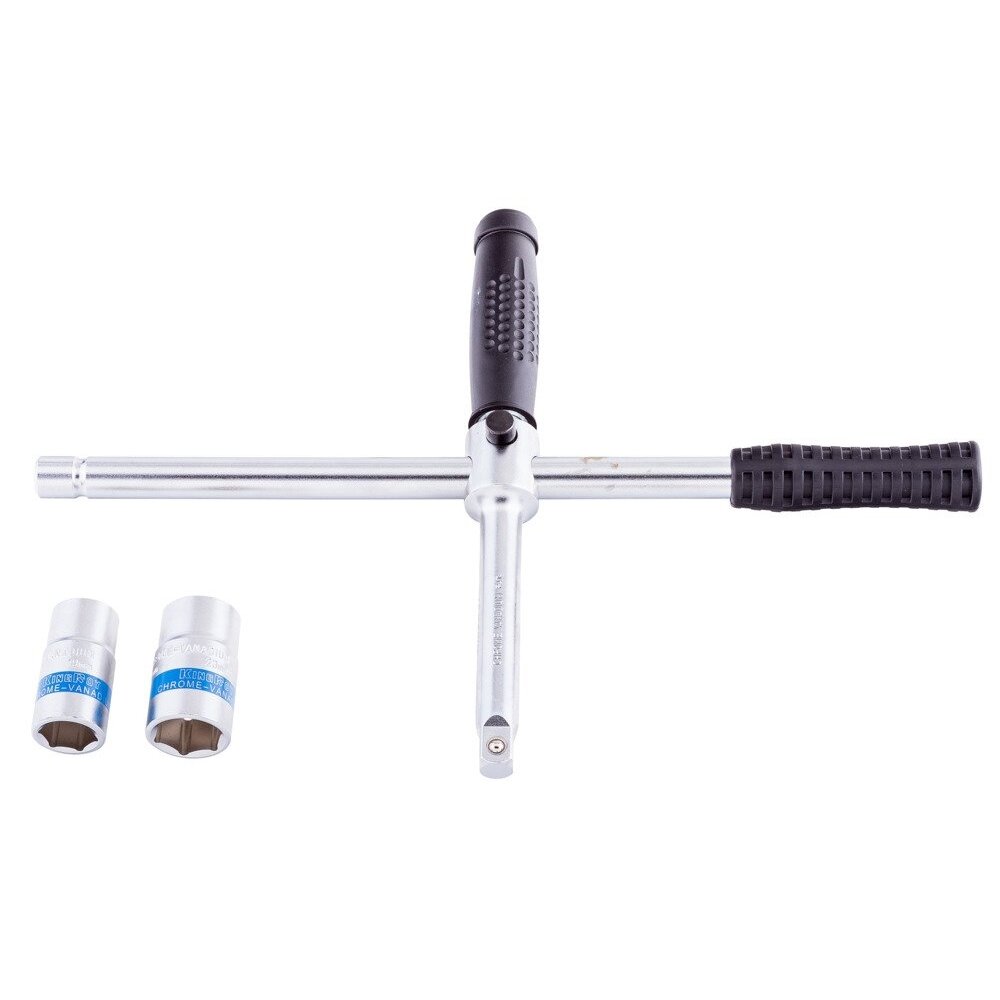 ⬡ Kryžminio rato rakto rinkinys 1/2" + galvutės 17, 19, 21, 23 mm (KR30176, KINGROY)