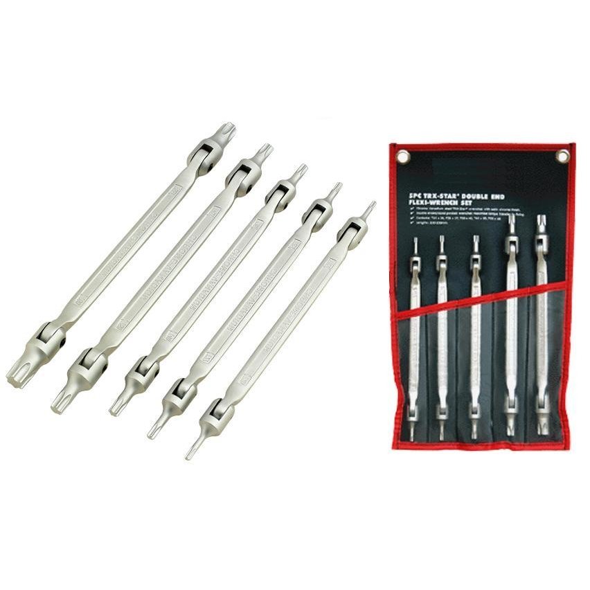 ⬡ TORX raktų su lanksčia galvute rinkinys 5vnt. (SW5052, ELLIENT TOOLS)