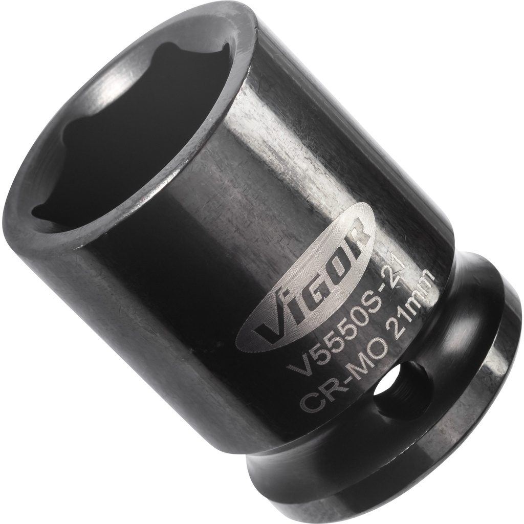 Impact socket 1/2 in., 21 mm, short (V5550S-21, VIGOR)