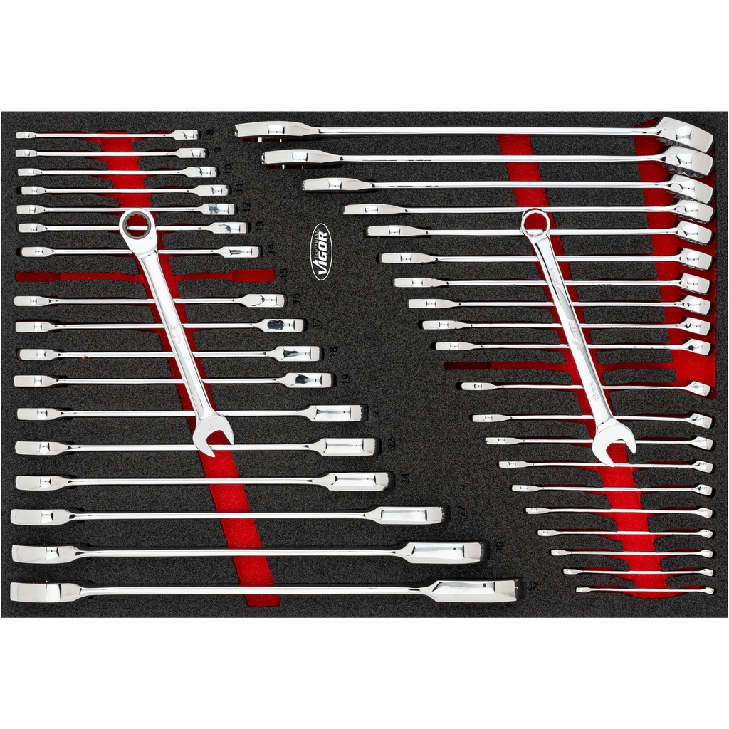 Ratcheting combination wrench set (V6807N, VIGOR)