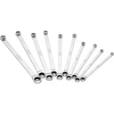 Terkšlinių uždarų veržliarakčių komplektas, ypač ilgi, 10 vnt., 10–19 mm (V7031, VIGOR)
