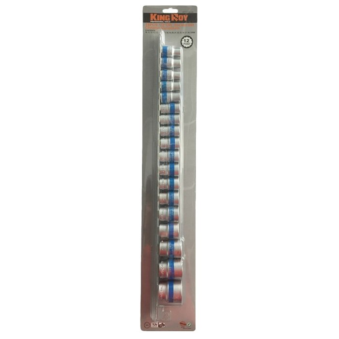 ⬡ Galvučių rinkinys 1/2" 18 vnt. 12-briaunis (KR3019001812, KINGROY)