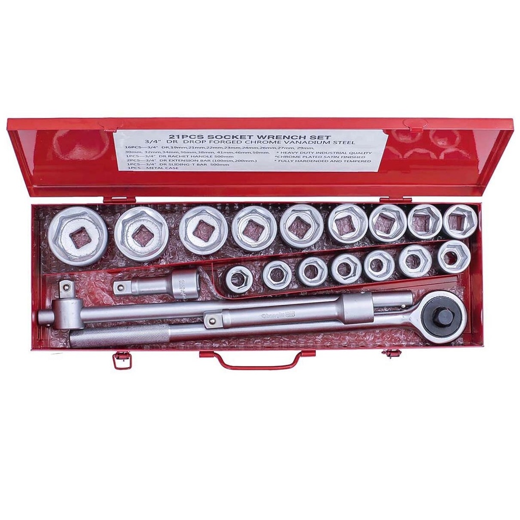 ⬡ 3/4" Dr. Socket set 21pcs. (CL102921, CHANGLU TOOLS)