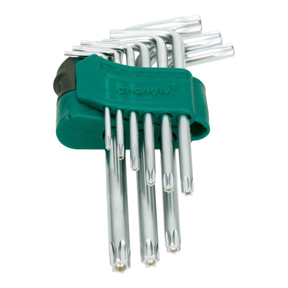 ⬡ L-type hex key TORX short set 9pcs. (T10-T50) with hole (CL402001, CHANGLU TOOLS)