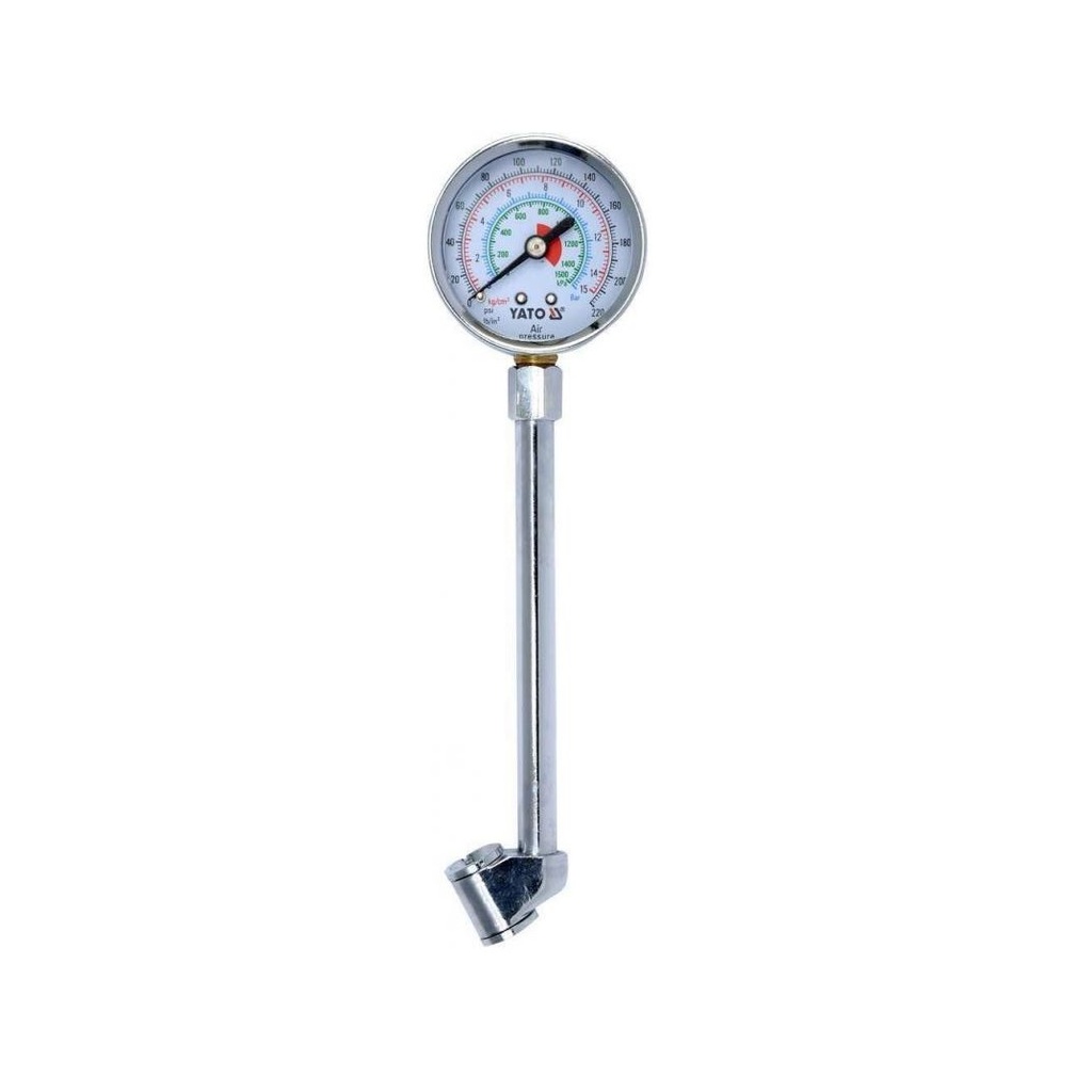 ⬡ Dual-sided tyre pressure gauge 0-15 bar (for trucks) (YT24301, YATO)