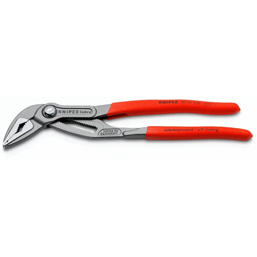 ⬡ Vandens siurblio replės ilgais nasrais KNIPEX SLIM Cobra su fiksavimu 250 mm (8751250, KNIPEX)