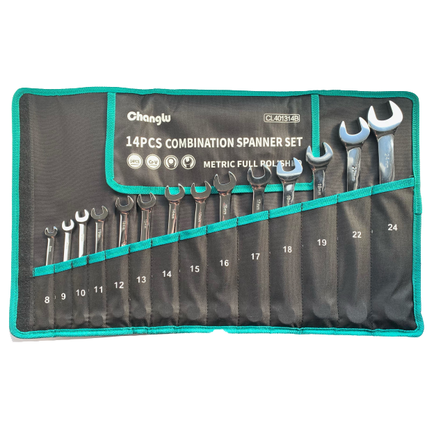 ⬡ Combination wrench set 14pcs (8-24mm) (CL401314B, CHANGLU TOOLS)