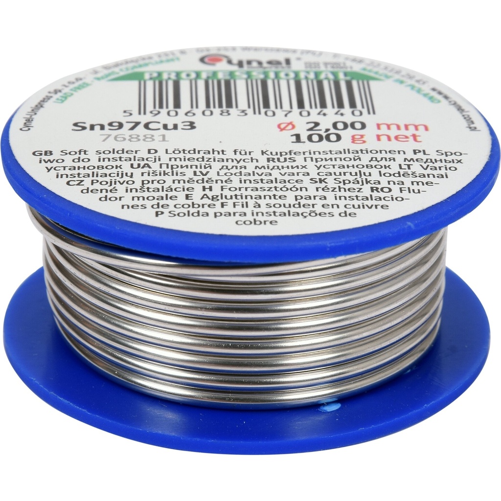 ⬡ Soft solder wire for copper 2.0mm (Sn97Cu3) (76881)