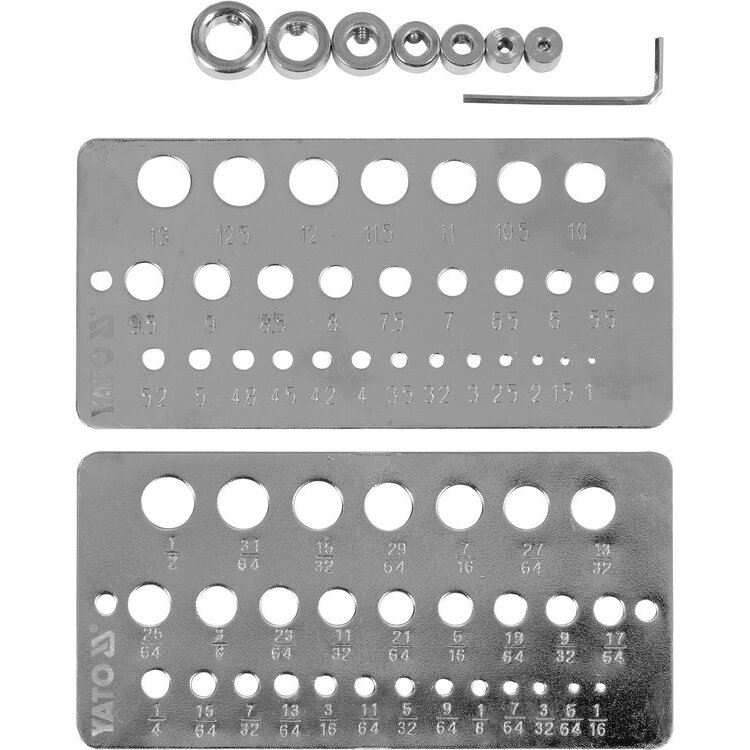 ⬡ Drill gauge/ depth stop set 10pcs. (1.0-13.0mm) (YT44095, YATO)