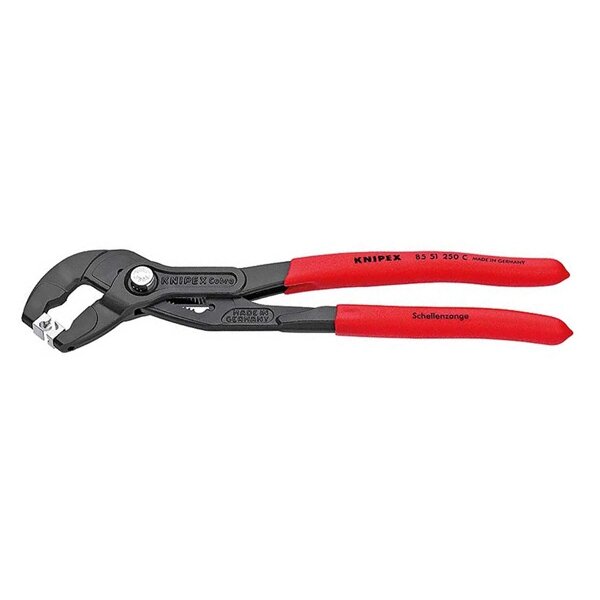 ⬡ Spyruoklinių žarnų apkabų replės su fiksavimu KNIPEX (8551250C, KNIPEX)