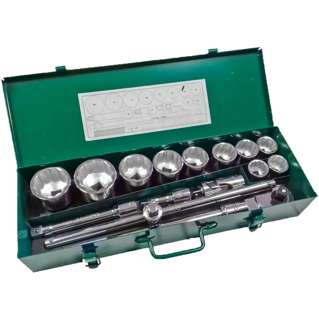 ⬡ 3/4" Dr. Socket set 15pcs (SAE) (S09148, SATA)