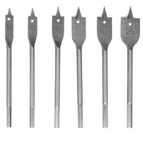 ⬡ Plunksninių grąžtų medienai rinkinys, 6 vnt., 10-25 mm (KD10548)
