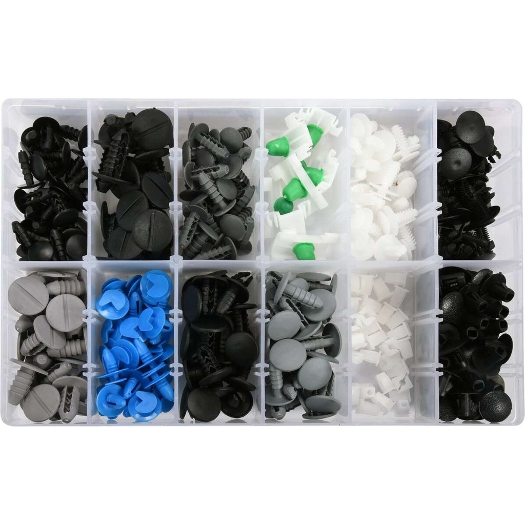 ⬡ Plastic Push-Type Clip Assortment (308pcs) Fiat (YT06654, YATO)