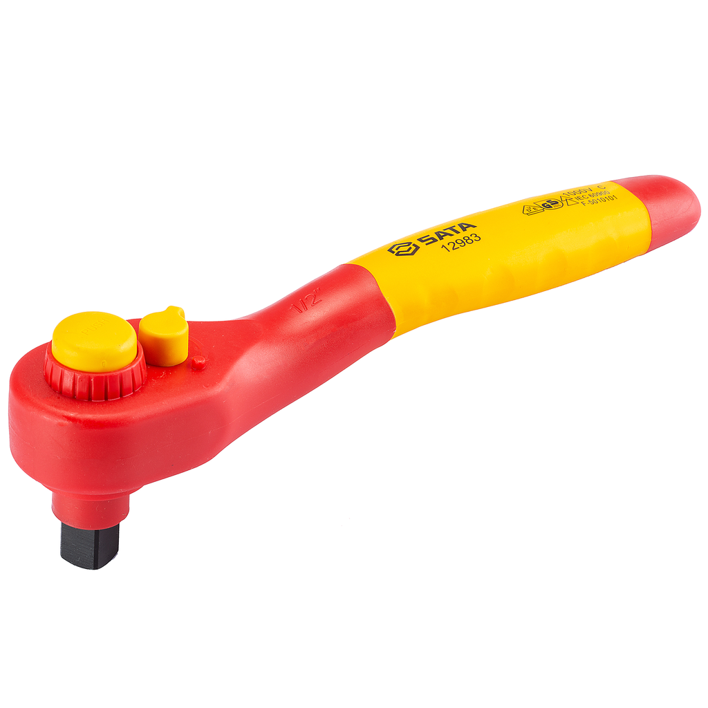 ⬡ 1/2" Dr. Quick-release teardrop ratchet insulated VDE 36TH (S12983, SATA)