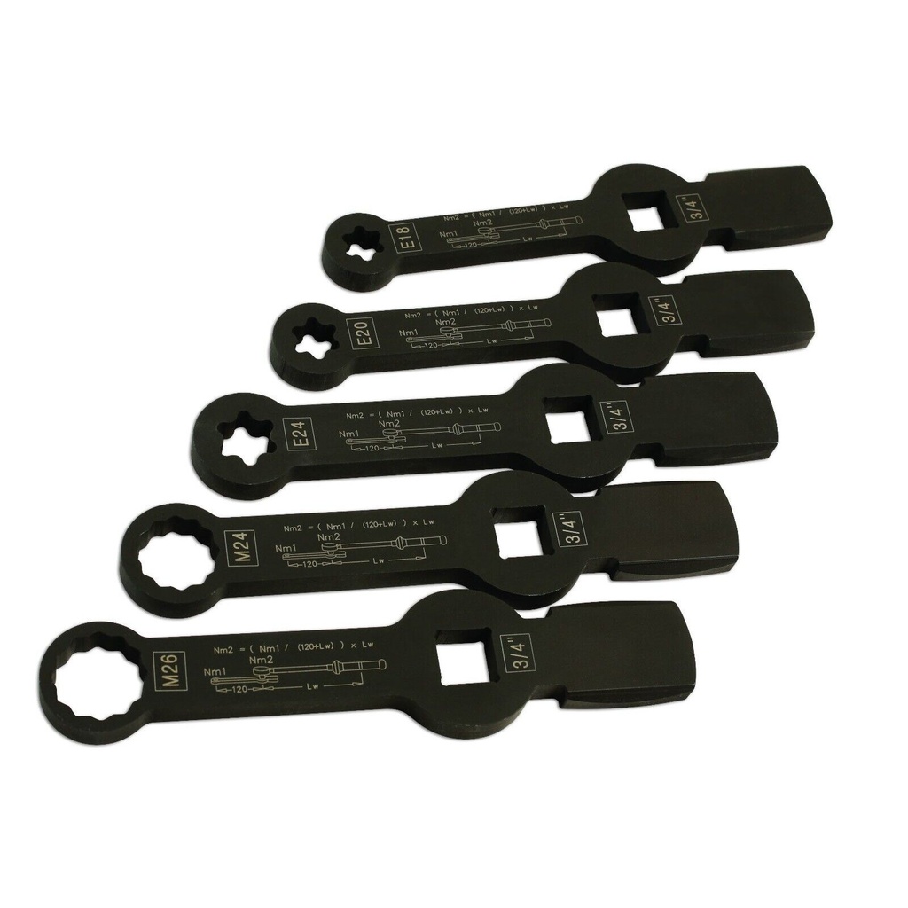 ⬡ Slogging wrench E-torx and SPLINE set (5pcs) for brake caliper screw (MHR10074)
