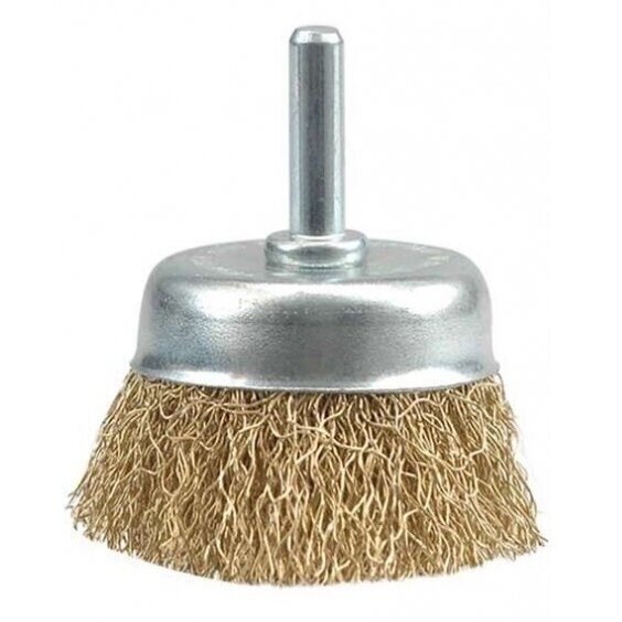 ⬡ Crimped wire cup brush with shaft, 50mm (YL300050)