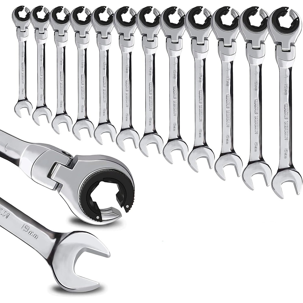 ⬡ Kombinuotas terkšlinis raktas su lanksčia atvira galva 19 mm (CL407419, CHANGLU TOOLS)