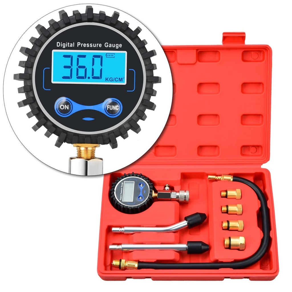 ⬡ Petrol engine compression tester with digital gauge 8pcs (MHRA0031C)