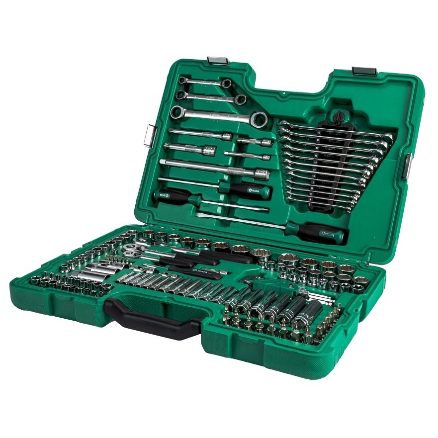 ⬡ 1/4" + 3/8" + 1/2" Dr. Socket wrench set 150pcs. (SAE & metric) (ST09510SJ, SATA)