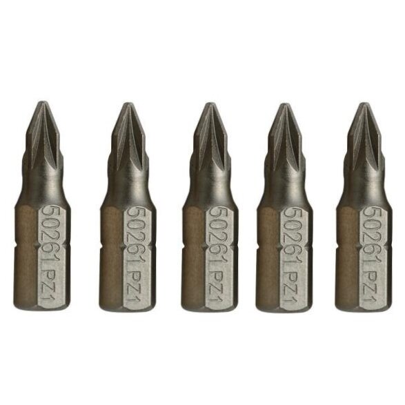 ⬡ 1/4" (6.3mm) Dr PZ bit, 5pcs. PZ #3 x 25mm (SC59263, SATA)