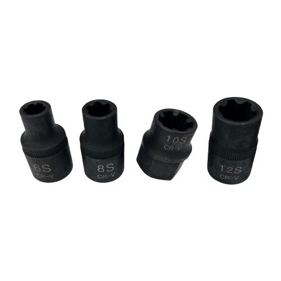 ⬡ 1/2'' Dr. Female RIBE socket set (6S-12S) 4pcs (GX9004, ELLIENT TOOLS)