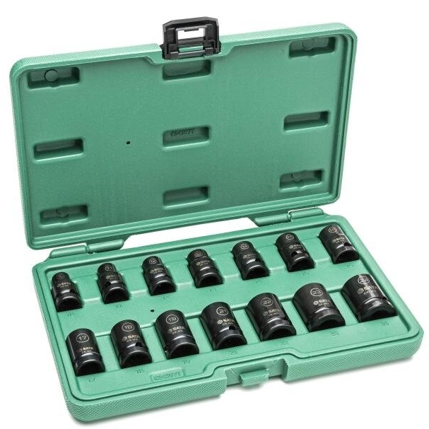 ⬡ Smūginių galvučių rinkinys plonasienės 1/2" 14 vnt. (10-24 mm) (ST34397T, SATA)