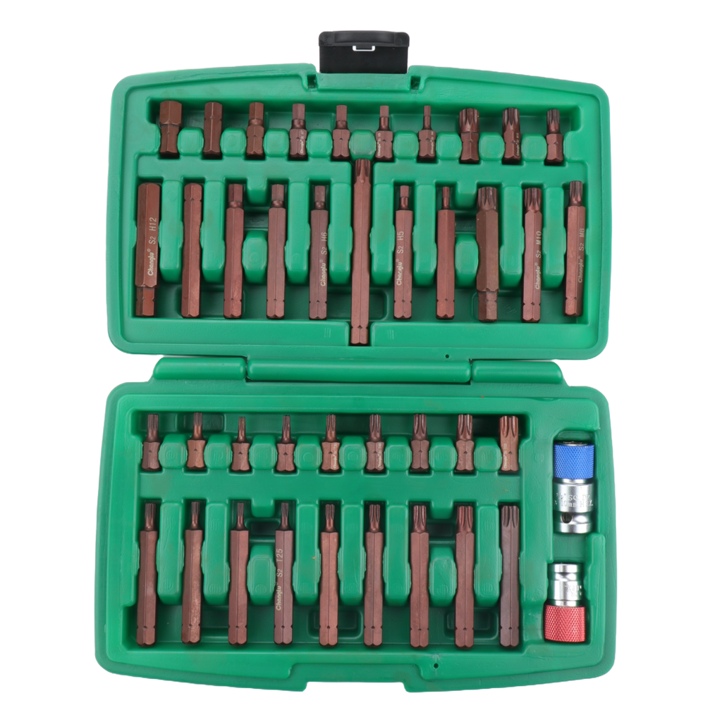 ⬡ Atsuktuvo antgalių rinkinys 41 vnt. (IMBUS, TORX, SPLINE) S2 (CL100841, CHANGLU TOOLS)