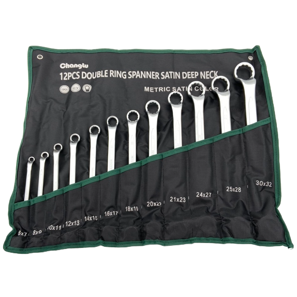 ⬡ Double ended double deep offset ring spanner set 12pcs (6-32mm) (CL100812, CHANGLU TOOLS)