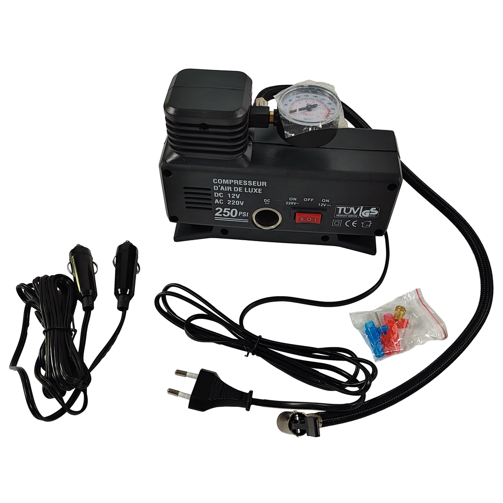 ⬡ Single cylinder electric air compressor 12V / 220V 35 L/min (KRAC250)