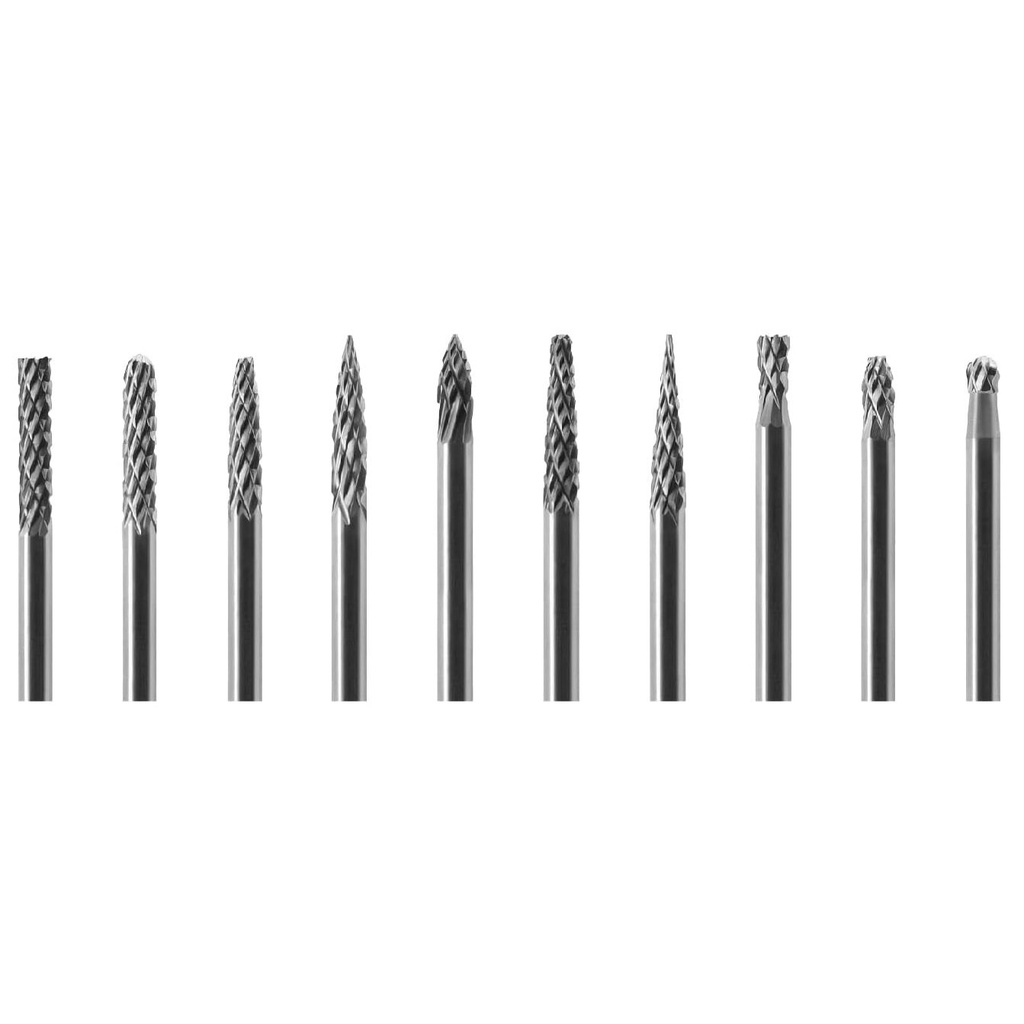 ⬡ Kietmetalio sukamųjų frezų rinkinys Ø3x3 mm 10 vnt. (GX303XX3810)