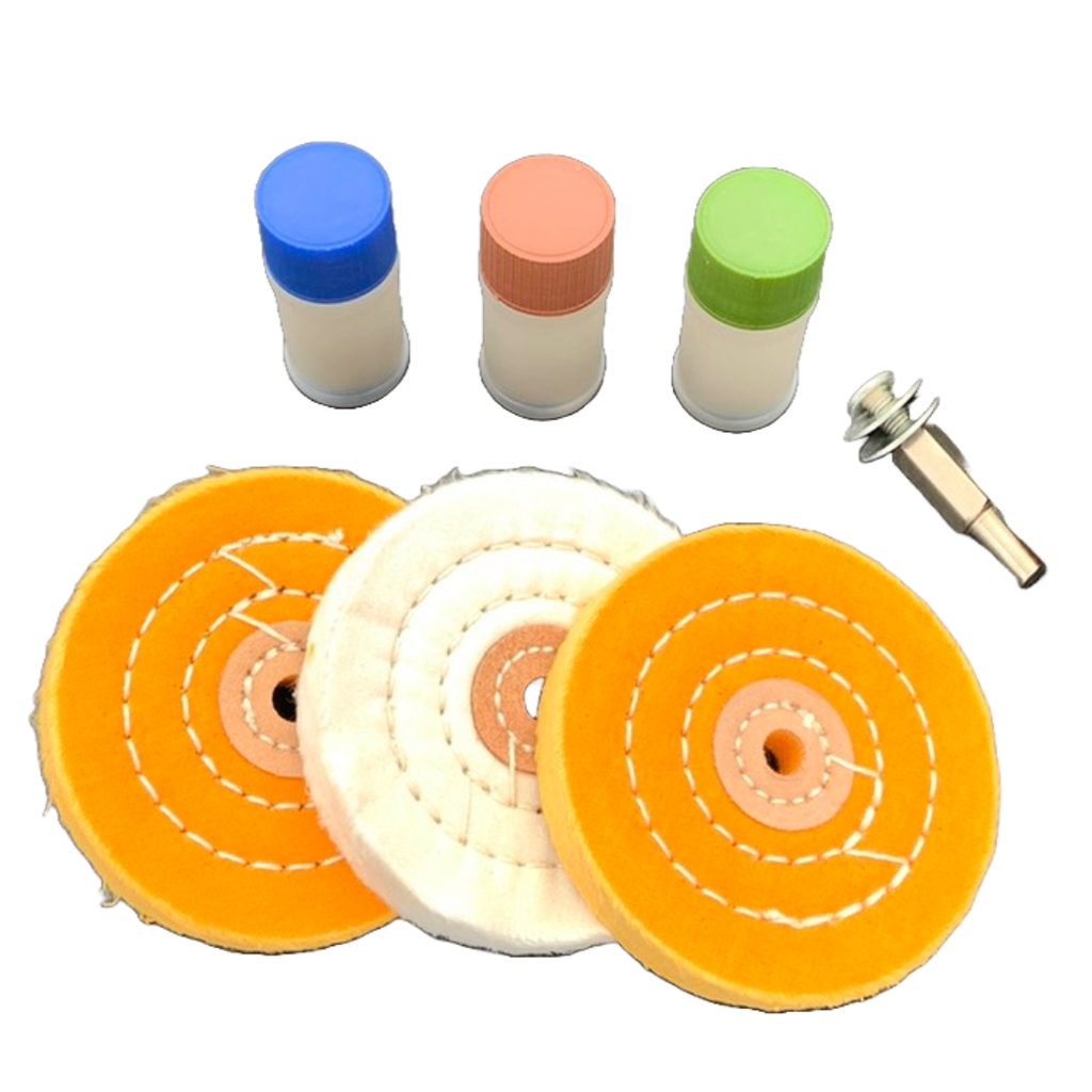 ⬡ Poliravimo rinkinys su pasta kietiems metalams (7 vnt.) (KRKPS04)