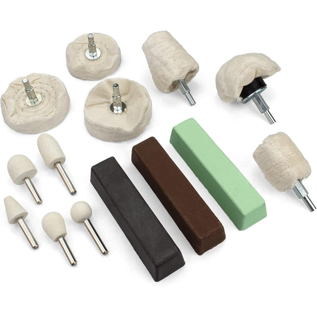 ⬡ Poliravimo rinkinys su pasta kietiems metalams (14 vnt.) (KRKPS05)